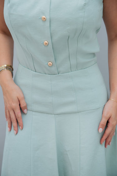 Conjunto Pistachio Regata e Saia Midi