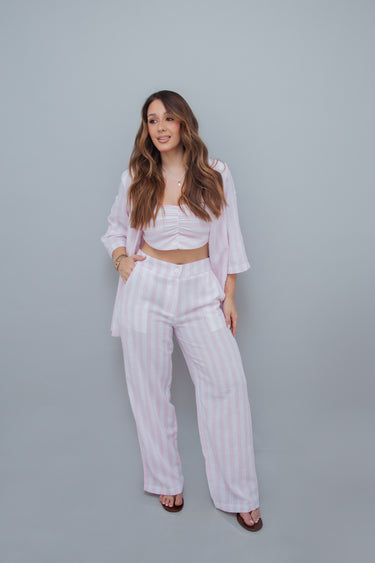 Kimono e Cropped listrado