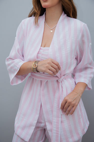 Kimono e Cropped listrado