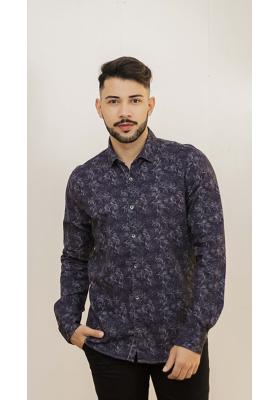 Camisa Manga Longa Estampada Folhas